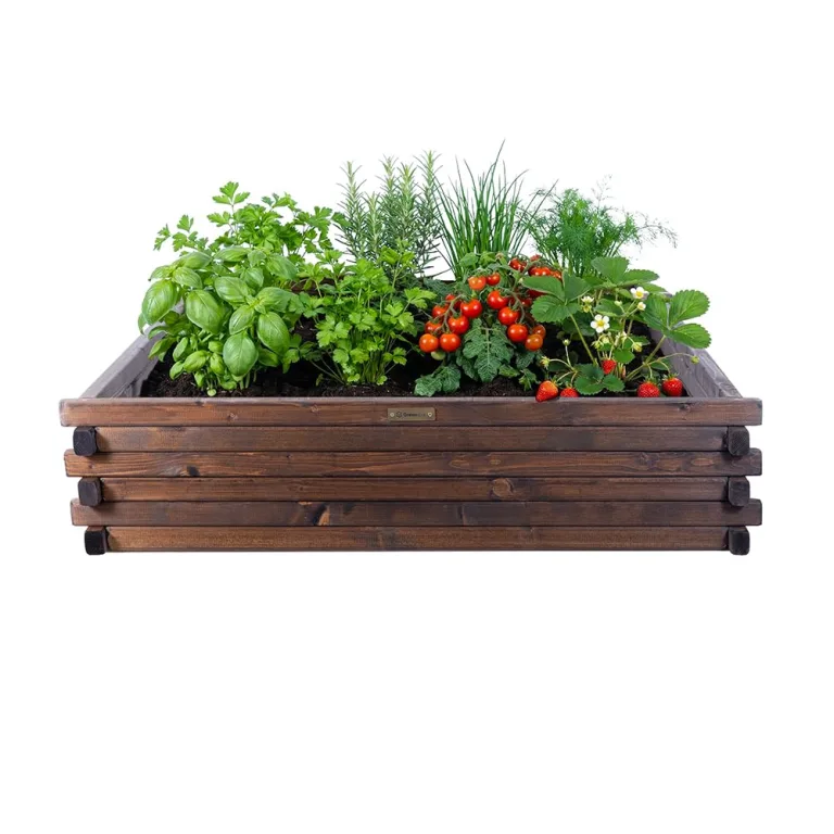 Greenspot - Hochbeet Holz - Kräuterbeet für Garten - 100x100 - aus Echtholz, Imprägniert - Gemüsebeet, Blumenbeet, Pflanzkübel XXL, Pflanzkasten - Timber Palisanderbraun Dunkel – Bild 1