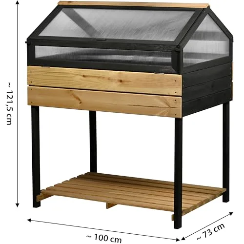 dobar® XXL Hochbeet mit Frühbeet-Aufsatz - Großes Anzuchtbeet aus Kiefernholz - Gemüsebeet Kräuterbeet - 100 x 73 x 121,50 cm - Anthrazit Natur, Hellbraun – Bild 7