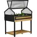 dobar® XXL Hochbeet mit Frühbeet-Aufsatz - Großes Anzuchtbeet aus Kiefernholz - Gemüsebeet Kräuterbeet - 100 x 73 x 121,50 cm - Anthrazit Natur, Hellbraun - Thumbnail 1