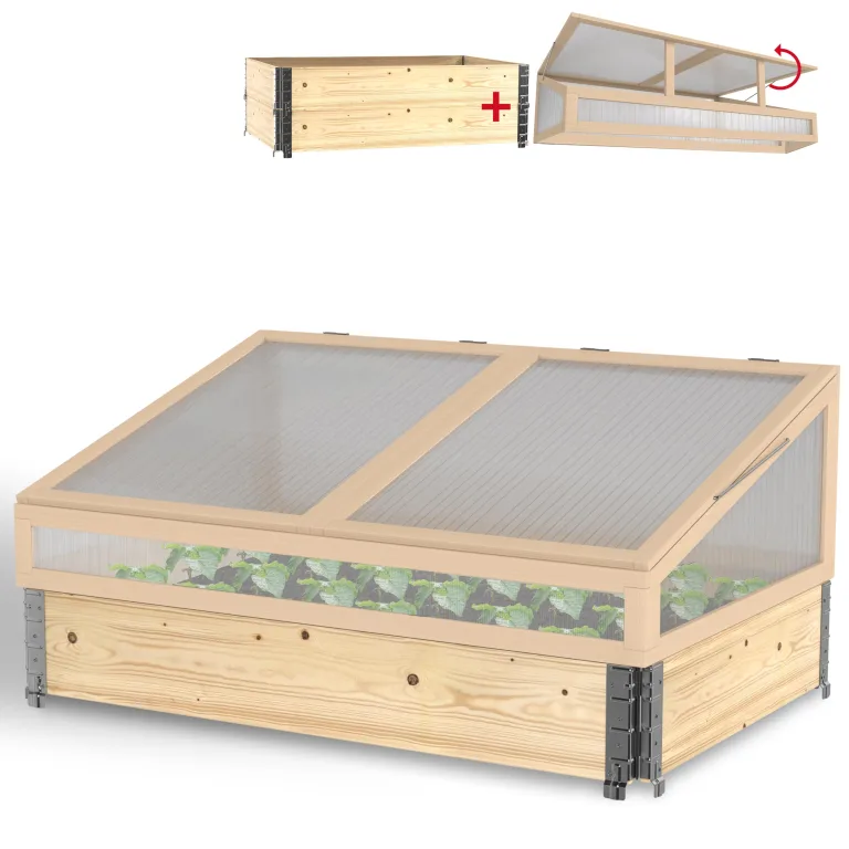 Schroth Home Frühbeete Hochbeete 120 x 80 x 100 cm – Frühbeet - Anzuchtgewächshaus - Hochbeet Abdeckung inkl. 3 Faltrahmen 120 x 80 x 20 (Frühbeet komplett) – Bild 1
