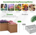 COSTWAY Erhöhtes Hochbeet Holz, Gartenbeet tief, Pflanzkasten mit offenem Boden, für Balkon Garten Terrasse, Pflanzenbeet L-förmig, Kräuterbeet Pflanzkasten, Tannenholz, 120 x 120 x 63 cm (Braun) - Thumbnail 3