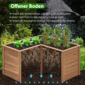 COSTWAY Erhöhtes Hochbeet Holz, Gartenbeet tief, Pflanzkasten mit offenem Boden, für Balkon Garten Terrasse, Pflanzenbeet L-förmig, Kräuterbeet Pflanzkasten, Tannenholz, 120 x 120 x 63 cm (Braun) - Thumbnail 4