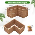 COSTWAY Erhöhtes Hochbeet Holz, Gartenbeet tief, Pflanzkasten mit offenem Boden, für Balkon Garten Terrasse, Pflanzenbeet L-förmig, Kräuterbeet Pflanzkasten, Tannenholz, 120 x 120 x 63 cm (Braun) - Thumbnail 6