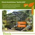 Vitavia Gewächshaus Apollo 6200" schwarz | 6,2 m² | 6 mm HKP | Inkl. Stahlfundament | Barrierefreier Zugang | Tür für Vorhängeschloss | Einfacher Aufbau | Langlebig & Wetterfest - Thumbnail 2