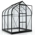 Vitavia Gewächshaus Orion 5000" | 5,0 m² | 3 mm ESG | Schwarz pulverbeschichtet | Formschönes Runddach | Doppelschiebetür & Dachfenster | Langlebig & stilvoll - Thumbnail 9