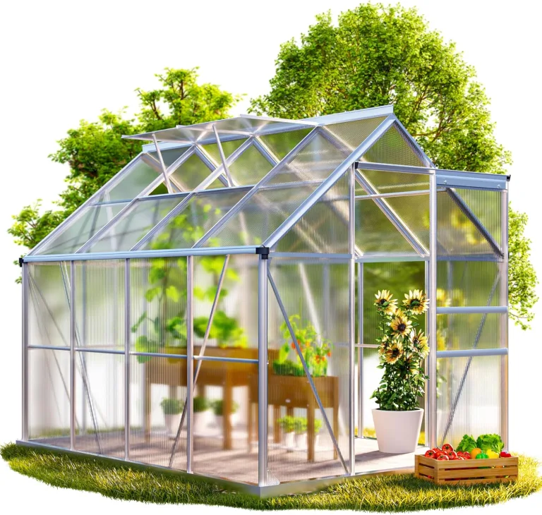 GARDEBRUK® Gewächshaus Aluminium 7,2m² mit Fundament 380x190cm inkl. 4 Dachfenster Tomatenhaus Treibhaus Anzuchthaus Garten Frühbeet Aufzucht 11,8m³ – Bild 9
