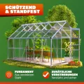 GARDEBRUK® Gewächshaus Aluminium 7,2m² mit Fundament 380x190cm inkl. 4 Dachfenster Tomatenhaus Treibhaus Anzuchthaus Garten Frühbeet Aufzucht 11,8m³ - Thumbnail 7