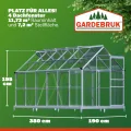 GARDEBRUK® Gewächshaus Aluminium 7,2m² mit Fundament 380x190cm inkl. 4 Dachfenster Tomatenhaus Treibhaus Anzuchthaus Garten Frühbeet Aufzucht 11,8m³ - Thumbnail 4