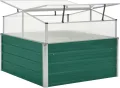 Festnight Hochbeet mit Deckel Frühbeetaufsatz Hochbeet mit Frühbeet Aufsatz Hochbeet mit Abdeckung Mini Gewächshaus Balkon Frühbeet Metall Treibhaus Klein mit Dach 100x100x77 cm Grün - Thumbnail 3