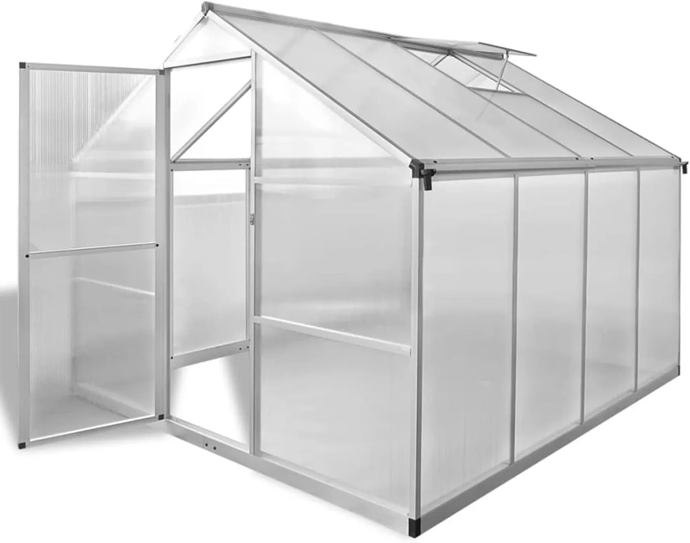Festnight Gewächshaus mit Fundament 242x250x195 cm 6,05 m² Gewächshäuser mit Fundamentrahmen Gewaechshaus Alu Foliengewächshaus Aluminium Tomatenhaus Treibhaus - Bild 1