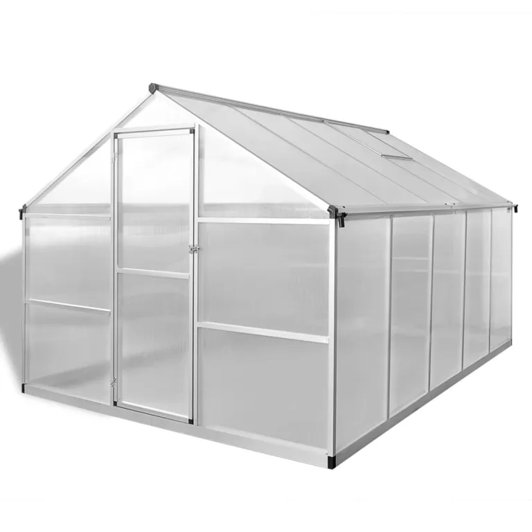 Festnight Gewächshaus mit Fundament 302x250x195 cm 7,55 m² Gewächshäuser mit Fundamentrahmen Gewaechshaus Alu Foliengewächshaus Aluminium Tomatenhaus Treibhaus – Bild 2