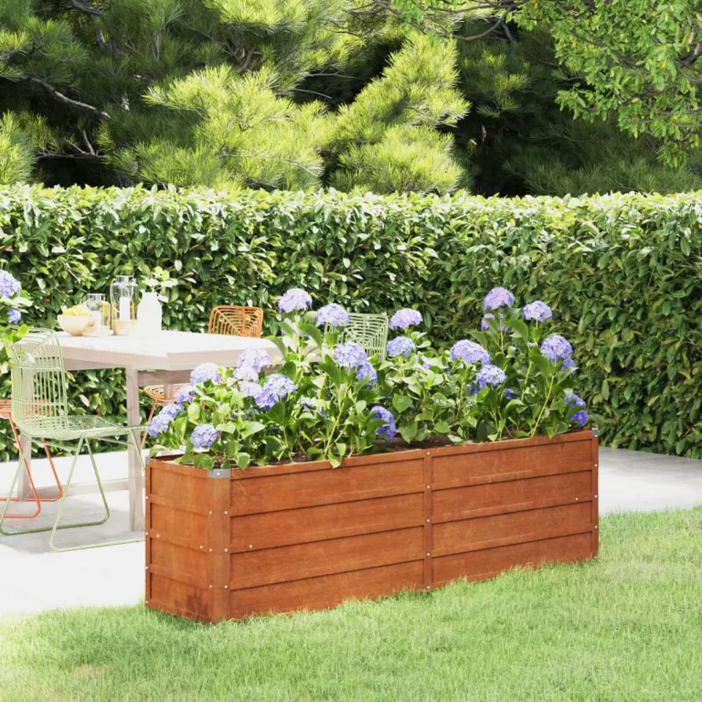 Festnight Hochbeet Metall Cortenstahl Rostig 240x80x77 cm Hochbeete für Garten Balkon Terrasse Kräuterbeet Pflanzkübel Gemüsebeet Pflanzkasten Hochbeet Blumenkübel Blumenkasten – Bild 9