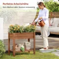 WOLTU Hochbeet Holz, 80x75x40 cm, mit Blumenkasten Ablageboden Folie, Gemüsebeet Kräuterbeet, für Balkon Garten Terasse Outdoor, Braun - Thumbnail 2