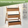 WOLTU Hochbeet, für Garten Balkon Terrasse, mit Innenvlies 3 Blumenkästen, Blumentreppe aus Holz, Gemüsebeet Kräuterbeet Pflanzbeet, 80 x 68 x 62 cm, Braun - Thumbnail 5
