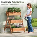 WOLTU Hochbeet, für Garten Balkon Terrasse, mit Innenvlies 3 Blumenkästen, Blumentreppe aus Holz, Gemüsebeet Kräuterbeet Pflanzbeet, 80 x 68 x 62 cm, Braun - Thumbnail 6