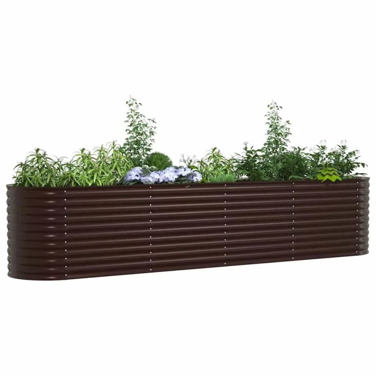 vidaXL Hochbeet Braun 400 x 80 x 81 cm Stahl, Garten- und Terrassenpflanzentopf aus Stahl, langlebig, modern, für Blumen und Pflanzen, minimalistisches Design