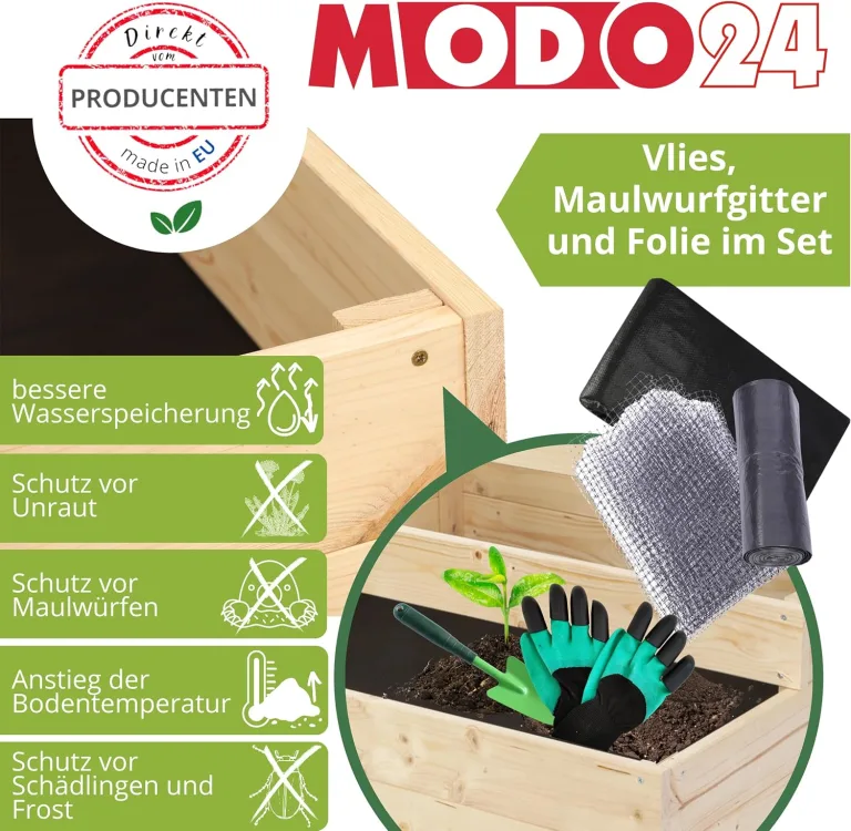 Hochbeet Holz, Kräuterbeet, Gartenbeet, Pflanzkasten, Blumenbeet, für Garten und Terrasse, Kiefernholz, Massivholz, Naturholz, Gemüsegarten, Abmessungen 45x120x80 cm, Farbe: Braun – Bild 6