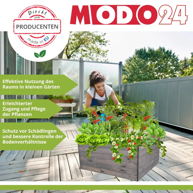 Hochbeet Holz, Kräuterbeet, Gartenbeet, Pflanzkasten, Blumenbeet, für Garten und Terrasse, Kiefernholz, Massivholz, Naturholz, Gemüsegarten, Abmessungen 36x120x30 cm, Farbe: Braun – Bild 2