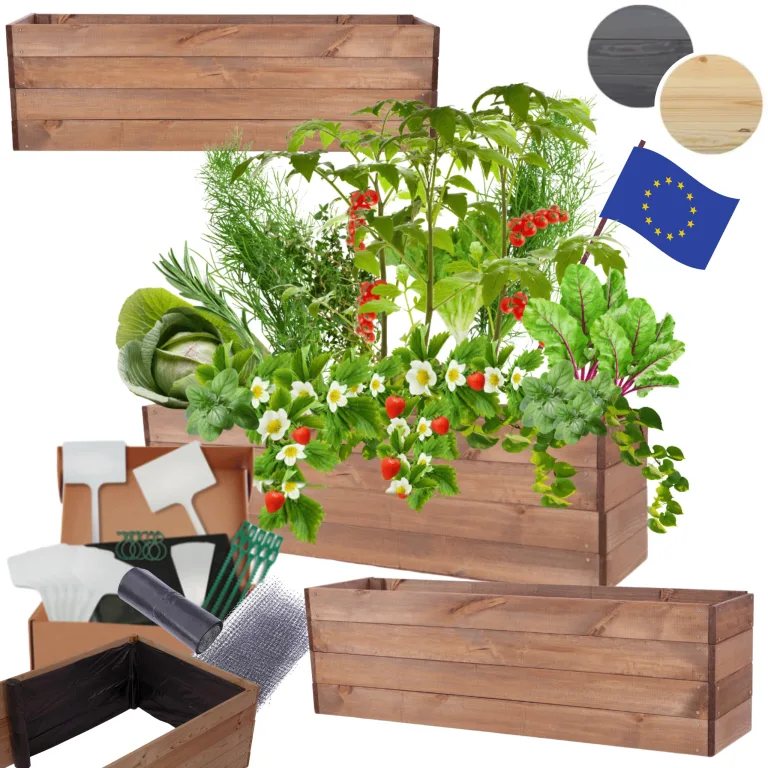 Hochbeet Holz, Kräuterbeet, Gartenbeet, Pflanzkasten, Blumenbeet, für Garten und Terrasse, Kiefernholz, Massivholz, Naturholz, Gemüsegarten, Abmessungen 36x120x30 cm, Farbe: Braun – Bild 1