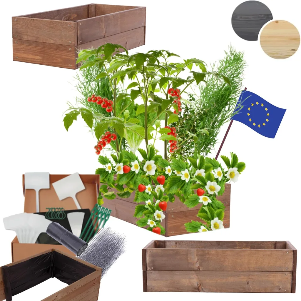 Hochbeet Holz, Kräuterbeet, Gartenbeet, Pflanzkasten, Blumenbeet, für Garten und Terrasse, Kiefernholz, Massivholz, Naturholz, Gemüsegarten, Abmessungen 18x63x30 cm, Farbe: Braun