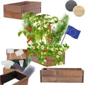 Hochbeet Holz, Kräuterbeet, Gartenbeet, Pflanzkasten, Blumenbeet, für Garten und Terrasse, Kiefernholz, Massivholz, Naturholz, Gemüsegarten, Abmessungen 18x63x30 cm, Farbe: Braun - Thumbnail 1