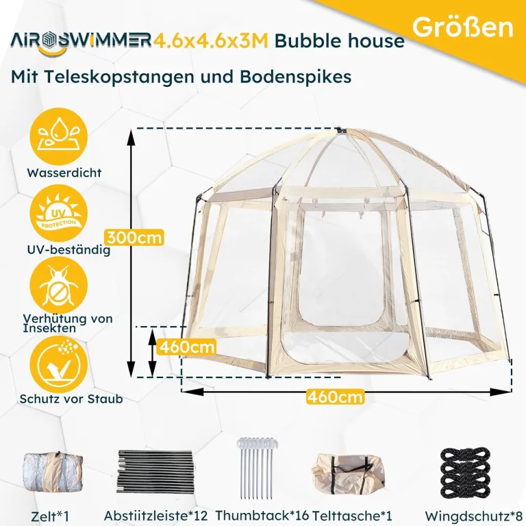 Bubble Zelt, Transparentes Zelt im Freien, Garten Iglu, Bubble House Zelt, Zelt Outdoorbubble, Bubble Iglu Zelt, Iglu Pavillon, Iglu-Kuppel, Garten, Terrasse, Überdachung, Unterschlupf. – Bild 2