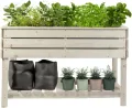 Hochbeet auf Stelzen STELZO L 123x61x75 (BxTxH) - Erhöhtes Blumenbeet aus Holz für Innen- & Außenbereich - Kräuterbeet aus natürlicher Kiefer für Garten, Balkon und Terrasse 100% Nachhaltig - Thumbnail 1