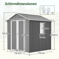 Thanaddo Metall Gerätehaus Gartenhaus 185x182x191cm, Geräteschuppen mit Fenster & Satteldach, wetterfest Gartenschuppen Inkl. Metallfundament (ohne Boden) für Outdoor Garten Terrasse, Grau - Thumbnail 3