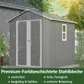 Thanaddo Metall Gerätehaus Gartenhaus 185x182x191cm, Geräteschuppen mit Fenster & Satteldach, wetterfest Gartenschuppen Inkl. Metallfundament (ohne Boden) für Outdoor Garten Terrasse, Grau - Thumbnail 8