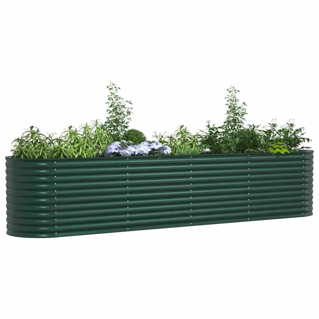 vidaXL Hochbeet Grün 400 x 80 x 81 cm Stahl, Garten- und Terrassenpflanzentopf aus Stahl, langlebig, modern, für Blumen und Pflanzen, minimalistisches Design - Bild 1