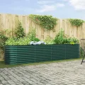 vidaXL Hochbeet Grün 400 x 80 x 81 cm Stahl, Garten- und Terrassenpflanzentopf aus Stahl, langlebig, modern, für Blumen und Pflanzen, minimalistisches Design - Thumbnail 2