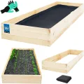 KOTARBAU® Tiefbeet Blumenkasten aus Holz 200x100x27cm Pflanzkästen Naturfarbe Hochbeet Kräuterbeete Pflanzkübel groß Anzuchtbeet Hochbeete für Garten Gemüsezucht Gemüsekiste + Handschuhe mit Krallen - Thumbnail 1