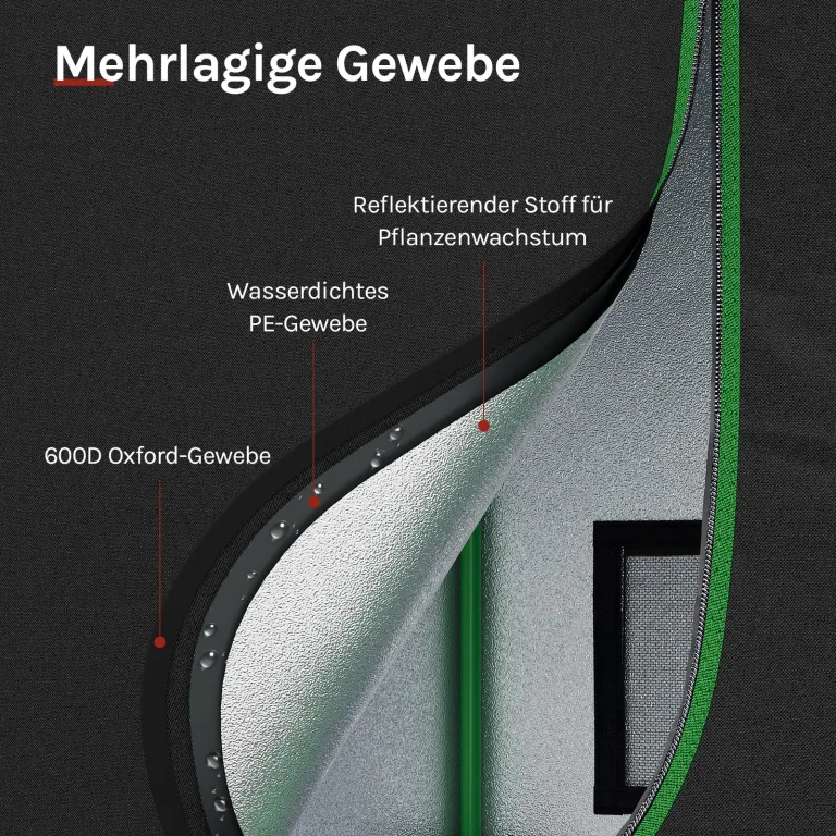 WOLTU Growzelt Gewächshaus Gartenhaus Indoor, aus Oxford-Gewebe, Hochreflektierendem Material mit Belüftungsöffnungen & Beobachtungsfenstern, für Balkon Garage, Schwarz, 60x60x120 cm – Bild 3
