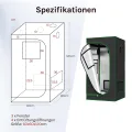 WOLTU Growzelt Gewächshaus Gartenhaus Indoor, aus Oxford-Gewebe, Hochreflektierendem Material mit Belüftungsöffnungen & Beobachtungsfenstern, für Balkon Garage, Schwarz, 60x60x120 cm - Thumbnail 9