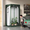 WOLTU Growzelt Gewächshaus Gartenhaus Indoor, aus Oxford-Gewebe, hochreflektierendem Material mit Belüftungsöffnungen & Beobachtungsfenstern, für Balkon Garage, Schwarz, 100x100x200 cm - Thumbnail 2