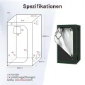WOLTU Growzelt Gewächshaus Gartenhaus Indoor, aus Oxford-Gewebe, hochreflektierendem Material mit Belüftungsöffnungen & Beobachtungsfenstern, für Balkon Garage, Schwarz, 100x100x200 cm - Thumbnail 8