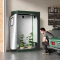 WOLTU Growzelt Gewächshaus Gartenhaus Indoor, aus Oxford-Gewebe, hochreflektierendem Material mit Belüftungsöffnungen & Beobachtungsfenstern, für Balkon Garage, Schwarz, 120x60x180 cm - Thumbnail 2