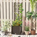 GOPLUS Blumenkasten mit Rankgitter, Hochbeet mit Spalier für Kletterpflanzen & Topfpflanzen, Tiefes Pflanzbeet mit Drainagelöchern für Balkon, Hinterhof & Garten (Braun,40 x 40 x 140 cm) - Thumbnail 4