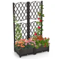 GOPLUS Blumenkasten mit Rankgitter, Hochbeet mit Spalier für Kletterpflanzen & Topfpflanzen, Tiefes Pflanzbeet mit Drainagelöchern für Balkon, Hinterhof & Garten (Braun,40 x 40 x 140 cm) - Thumbnail 9