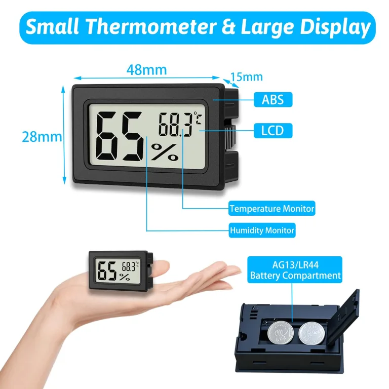 6 Stück Thermometer Hygrometer, Digital Mini Luftfeuchtigkeitsmesser mit LCD, Temperature Humidity Meter Indoor für Babyzimmer,Schlafzimmer und Weinkeller - inkl. Batterien – Bild 2