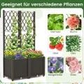 GOPLUS Blumenkasten mit Rankgitter, Hochbeet mit Spalier für Kletterpflanzen & Topfpflanzen, Tiefes Pflanzbeet mit Drainagelöchern für Balkon, Hinterhof & Garten (Braun,80 x 40 x 140 cm) - Thumbnail 2