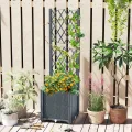 GOPLUS Blumenkasten mit Rankgitter, Hochbeet mit Spalier für Kletterpflanzen & Topfpflanzen, Tiefes Pflanzbeet mit Drainagelöchern für Balkon, Hinterhof & Garten (Grau,40 x 40 x 140 cm) - Thumbnail 5