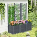 GOPLUS Blumenkasten mit Rankgitter, Hochbeet mit Spalier für Kletterpflanzen & Topfpflanzen, Tiefes Pflanzbeet mit Drainagelöchern für Balkon, Hinterhof & Garten (Grau,40 x 40 x 140 cm) - Thumbnail 6