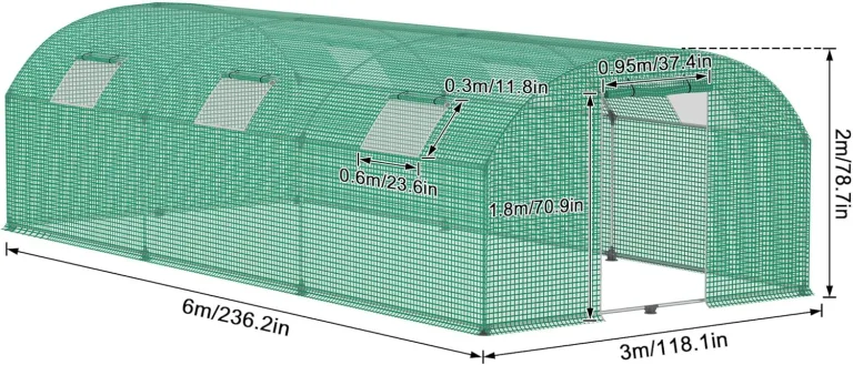 Gewächshaus Foliengewächshaus 3x6 m Folientunnel Tomatengewächshaus Tomatenhaus 18 m² mit 6 Fenster Treibhaus Tomatendach Gartengewächshäuser für Anzucht & Pflanzenzucht – Bild 2