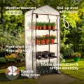 Arebos Premium Foliengewächshaus Gewächshaus mit 4 Etagen - 70 x 50 x 158 cm Treibhaus mit 4 Regalen - Platzsparend, Hochwertiges Anzuchthaus Garten Balkon Stabil & Einfach zu Montieren - Thumbnail 3