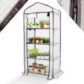 Arebos Premium Foliengewächshaus Gewächshaus mit 4 Etagen - 70 x 50 x 158 cm Treibhaus mit 4 Regalen - Platzsparend, Hochwertiges Anzuchthaus Garten Balkon Stabil & Einfach zu Montieren - Thumbnail 1
