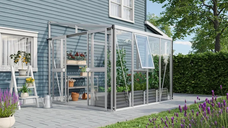 Vitavia Anlehn-Gewächshaus Athena 7000", Aluminium, 7,0 m², 3 mm ESG, 10 mm HKP | Wetterfestes & stabiles Wand-Gewächshaus zur Pflanzenanzucht | Ideales Treibhaus für Gemüse, Kräuter & Blumen – Bild 1