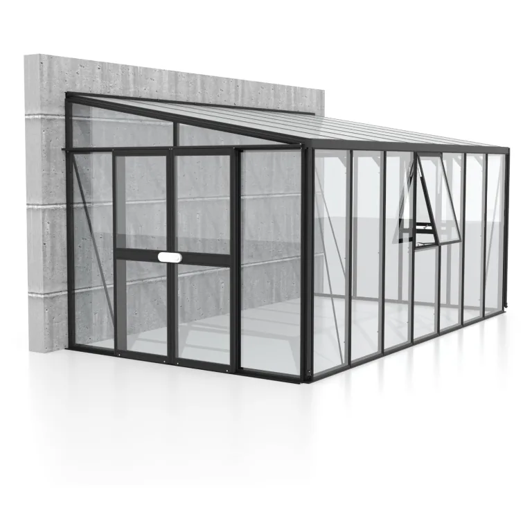 Vitavia Anlehn-Gewächshaus Helena 11900", schwarz, 11,9 m², 3 mm ESG, 10 mm HKP | Wetterfestes & stabiles Wand-Gewächshaus zur Pflanzenanzucht | Ideales Treibhaus für Gemüse, Kräuter & Blumen – Bild 2