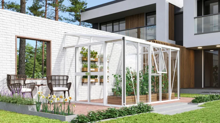 Vitavia Anlehn-Gewächshaus Helena 11900", schwarz, 11,9 m², 3 mm ESG, 10 mm HKP | Wetterfestes & stabiles Wand-Gewächshaus zur Pflanzenanzucht | Ideales Treibhaus für Gemüse, Kräuter & Blumen – Bild 6