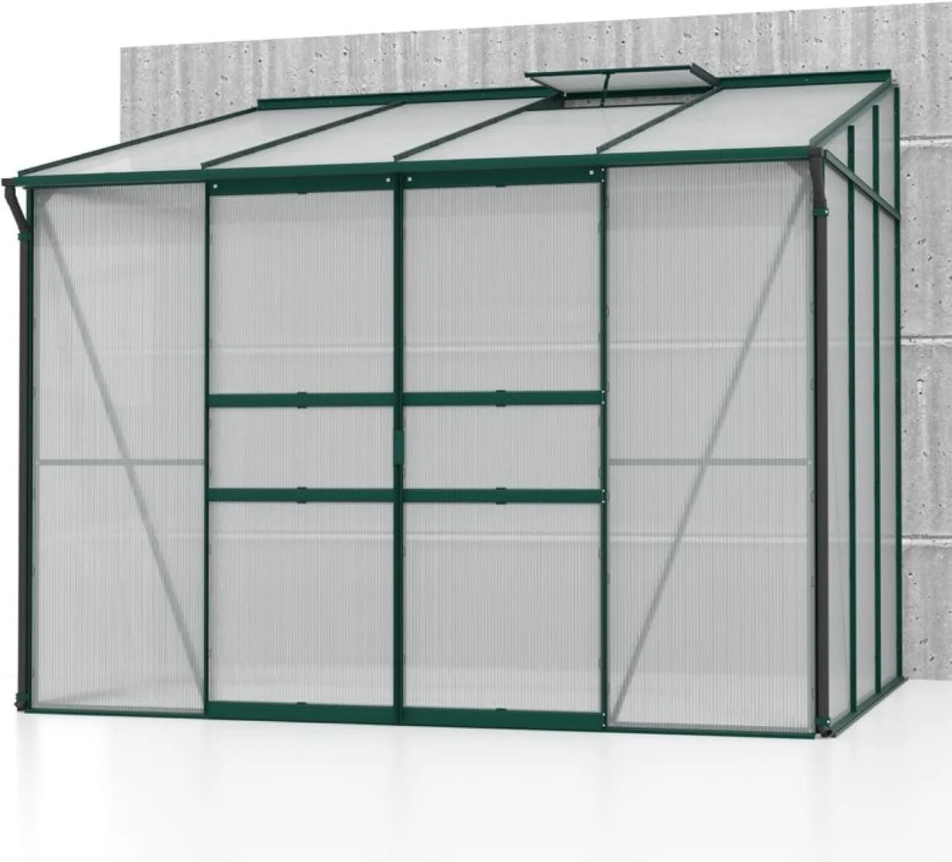 Vitavia Anlehn-Gewächshaus Ida 5200", smaragd grün, 5,2 m², 6 mm HKP | Wetterfestes & stabiles Wand-Gewächshaus zur Pflanzenanzucht | Ideales Treibhaus für Gemüse, Kräuter & Blumen - Bild 1